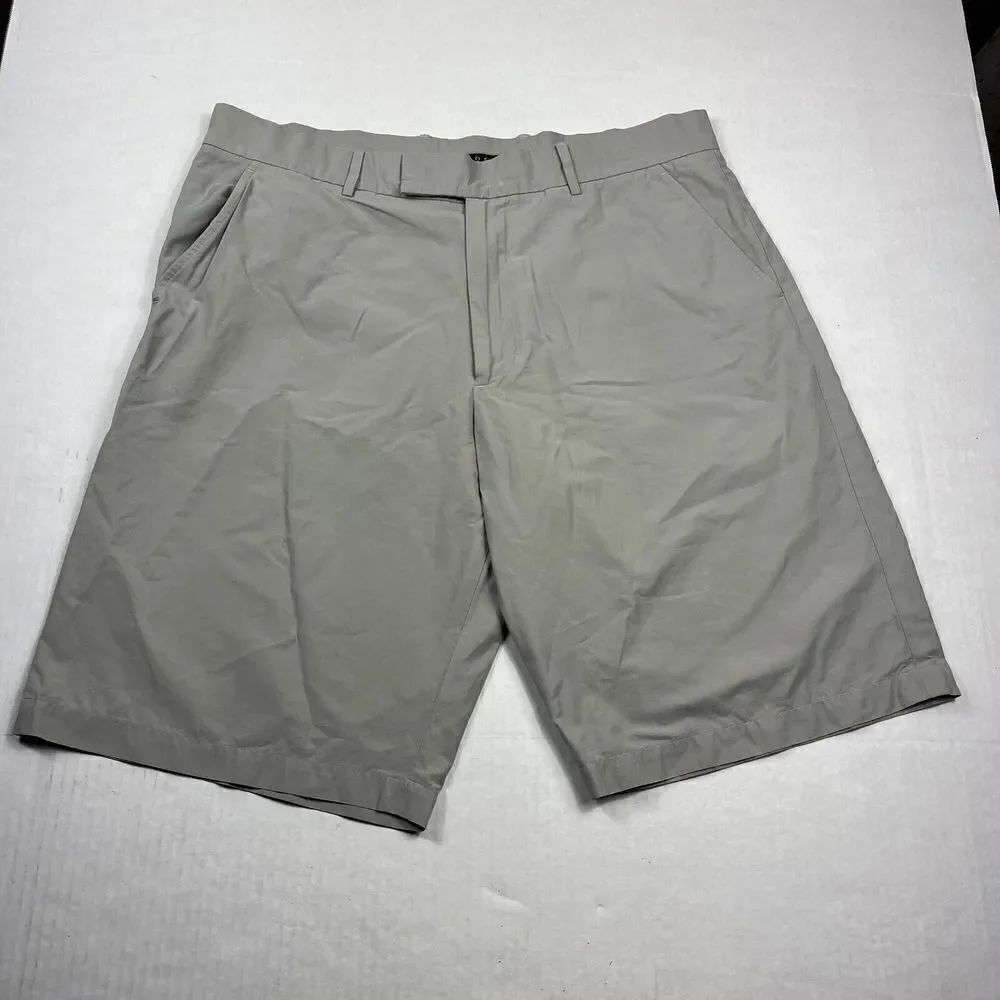 Theory Mens Golf Chino Shorts Gray Stretch Performance Pockets Zip Up Size 36